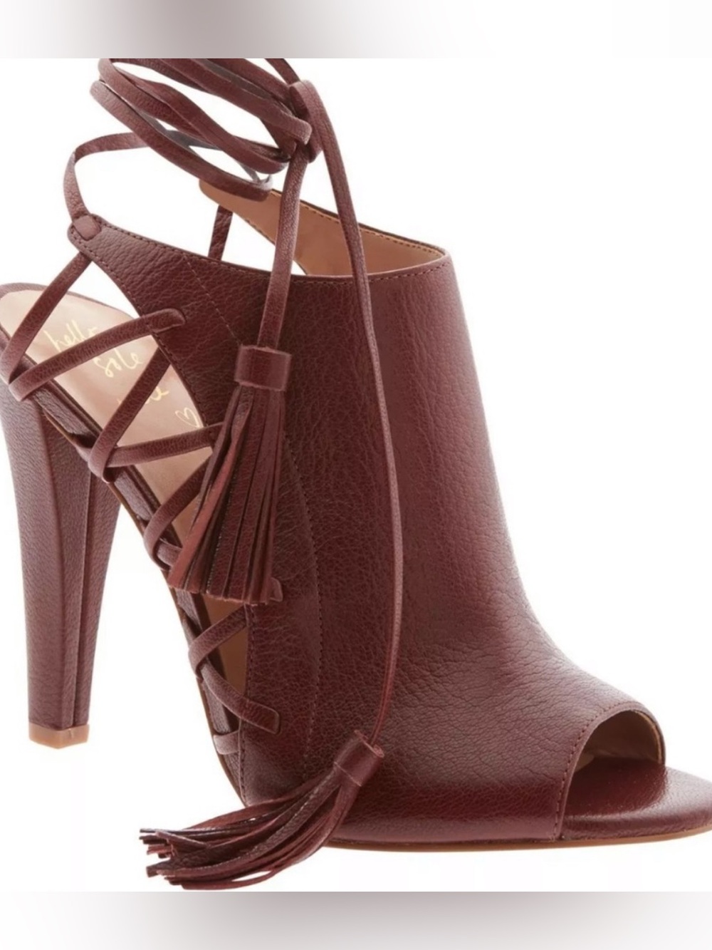 Banana Republic Chic Ankle-Tie Pump, Cognac SZ 8 Strappy Open Toe Tassles